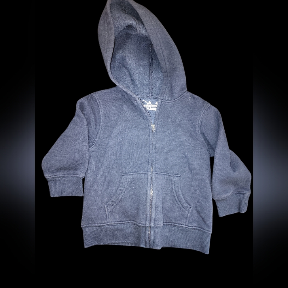 Jumping Beans Gray Striped and Blue Full Zip Hoodie 18m - Picture 2 of 5